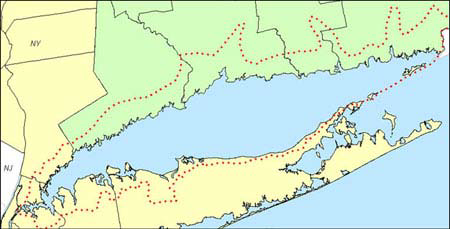 Map of the coastal boundary.